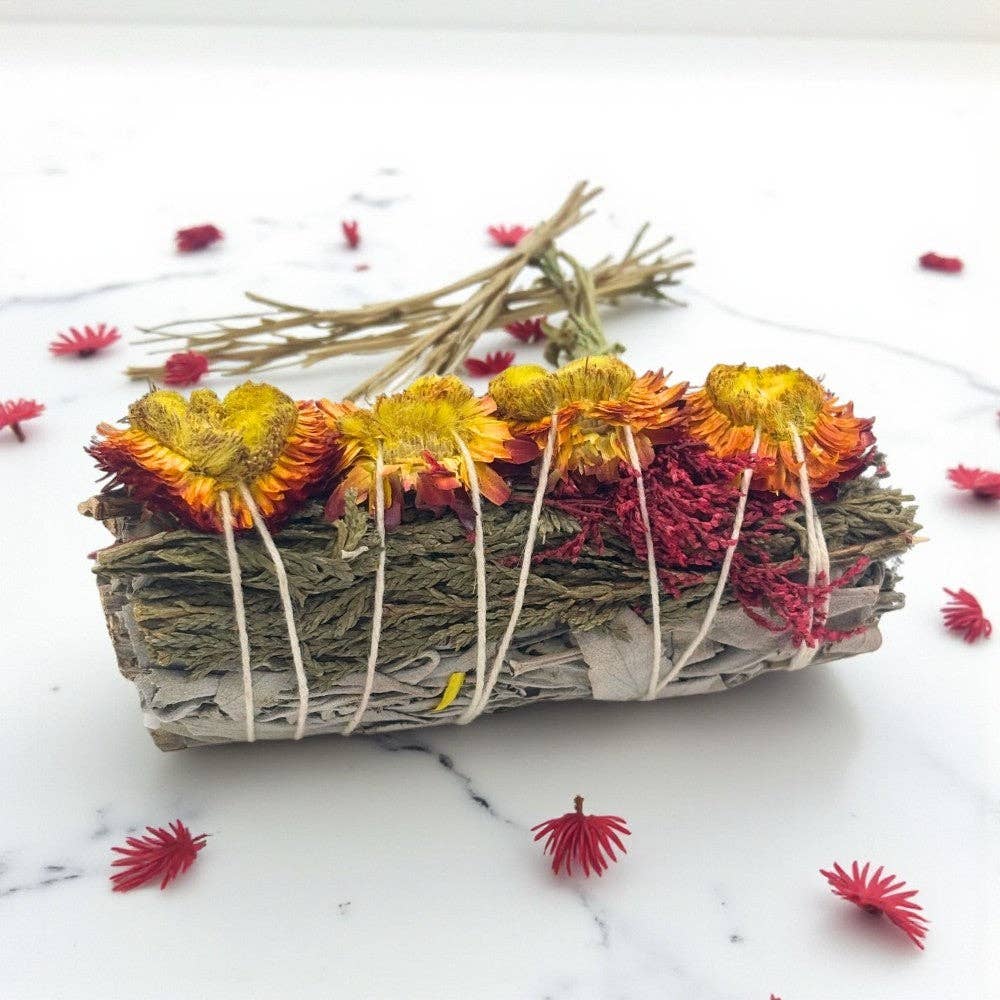 Sage Bundle - Autumnal Orange Strawflower & Cedar