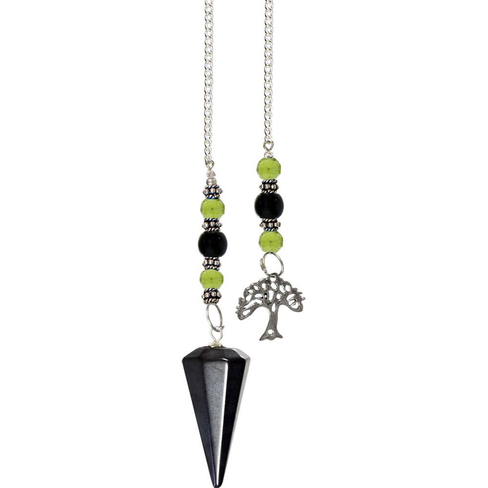 Hematite Hexagonal Pendulum with Tree Charm & Beads