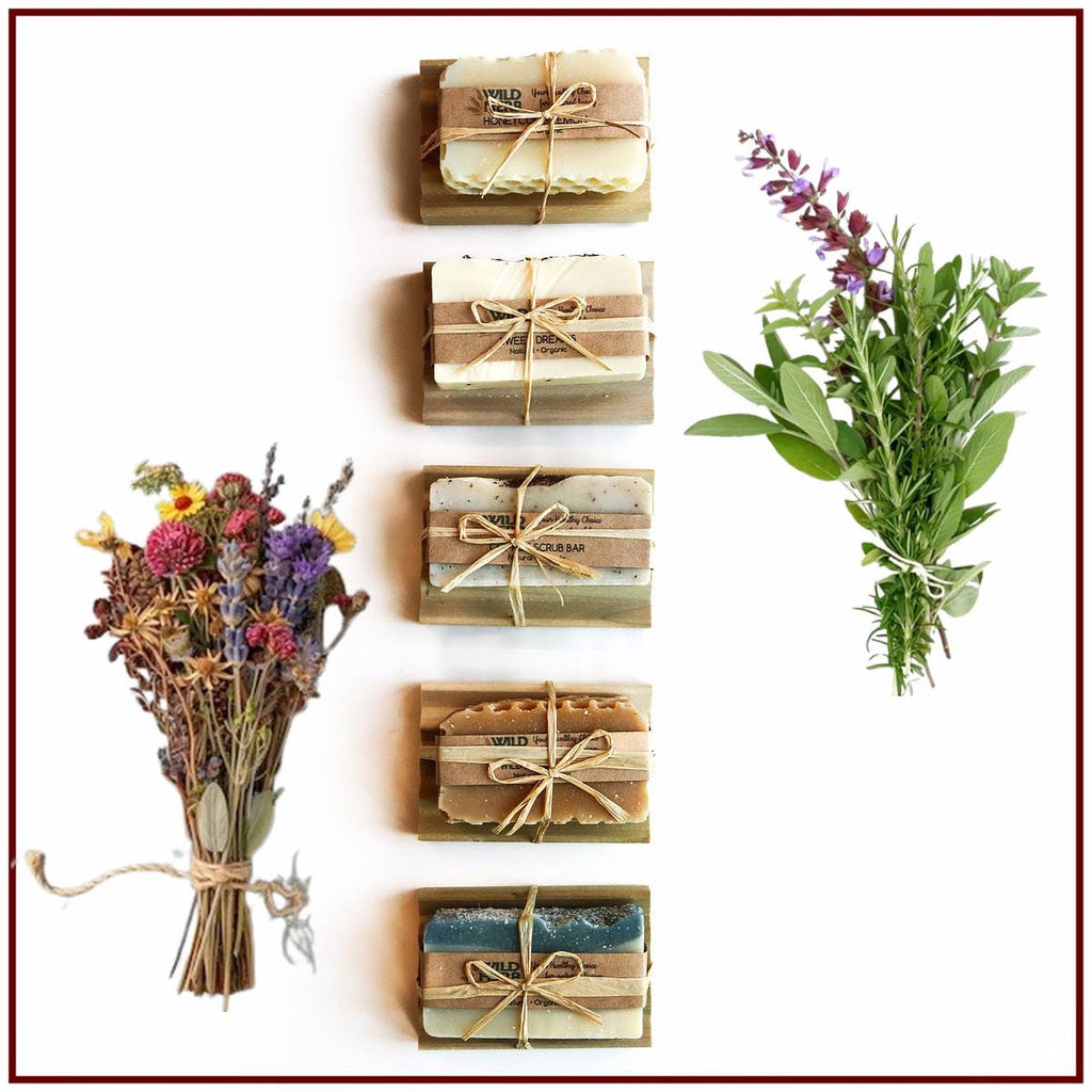 SOAP GIFT SET: Natural Soap Bar + Wood Dish