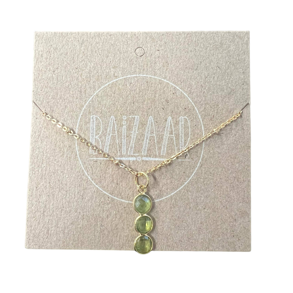 Brass Triple Ruby Stone Necklace