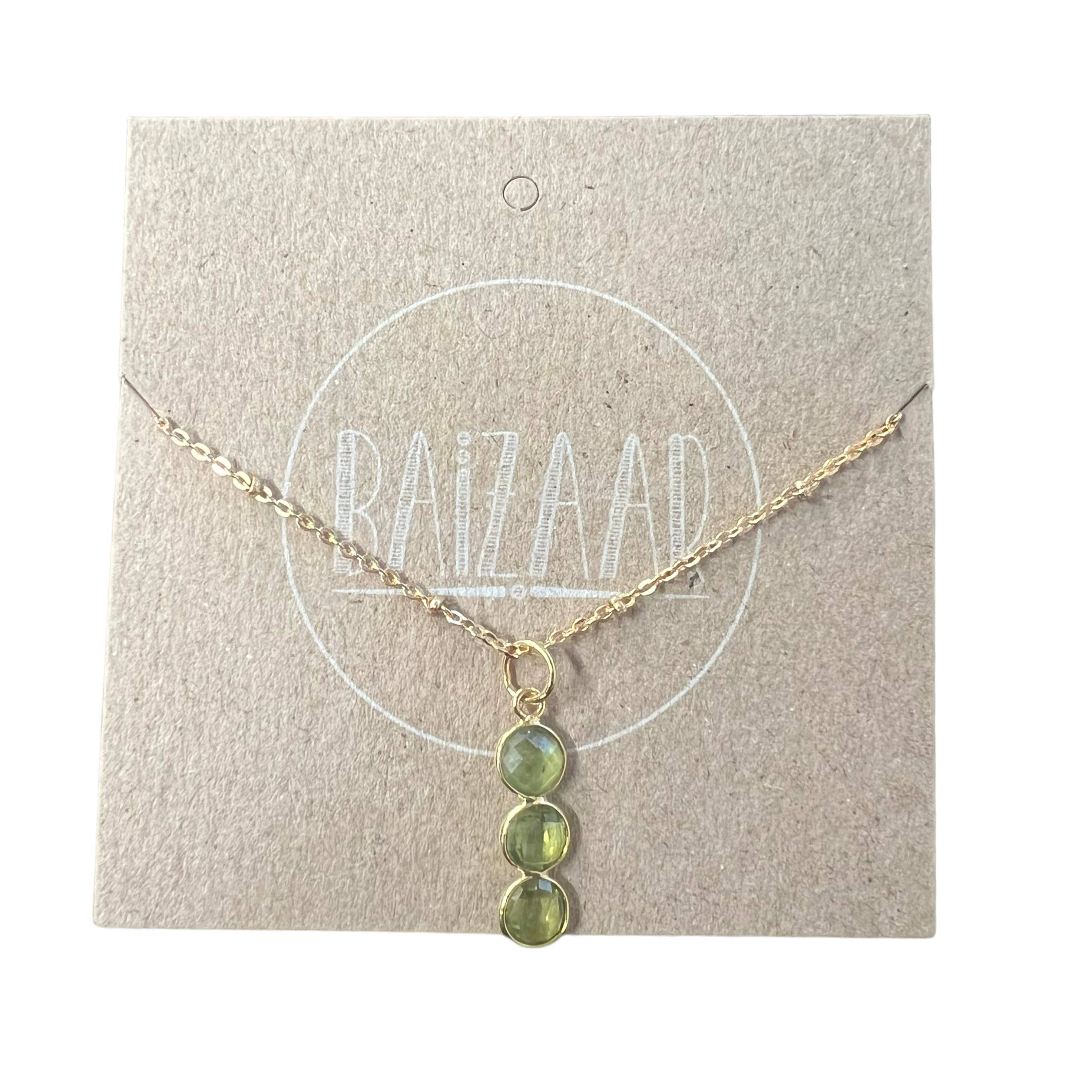 Brass Triple Ruby Stone Necklace