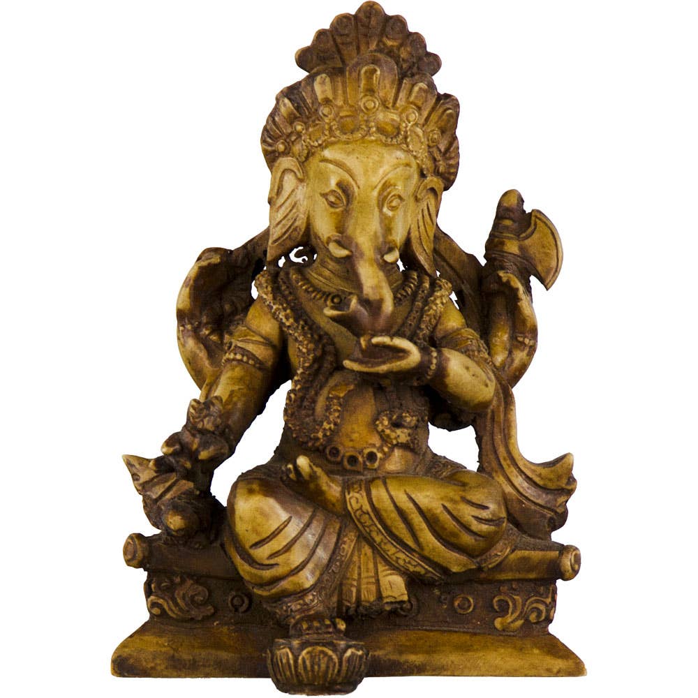 Ganesha Antique Resin Statue 4”