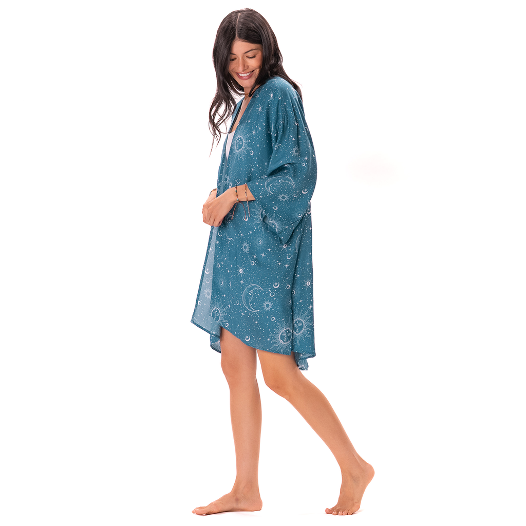 Turquoise Cosmic Sky Aloha Cover Up