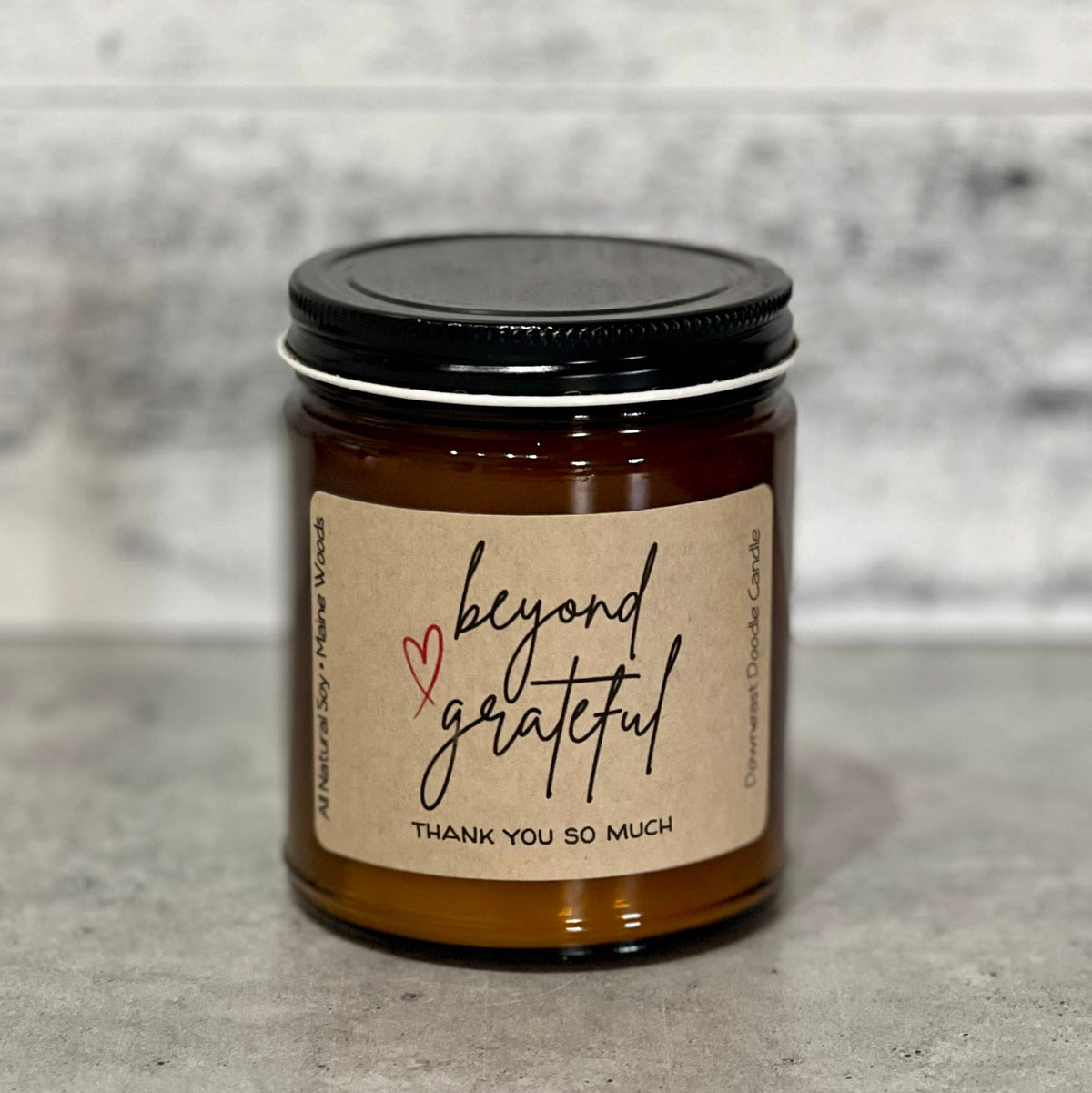“Beyond Grateful” Thank You amber natural soy candle