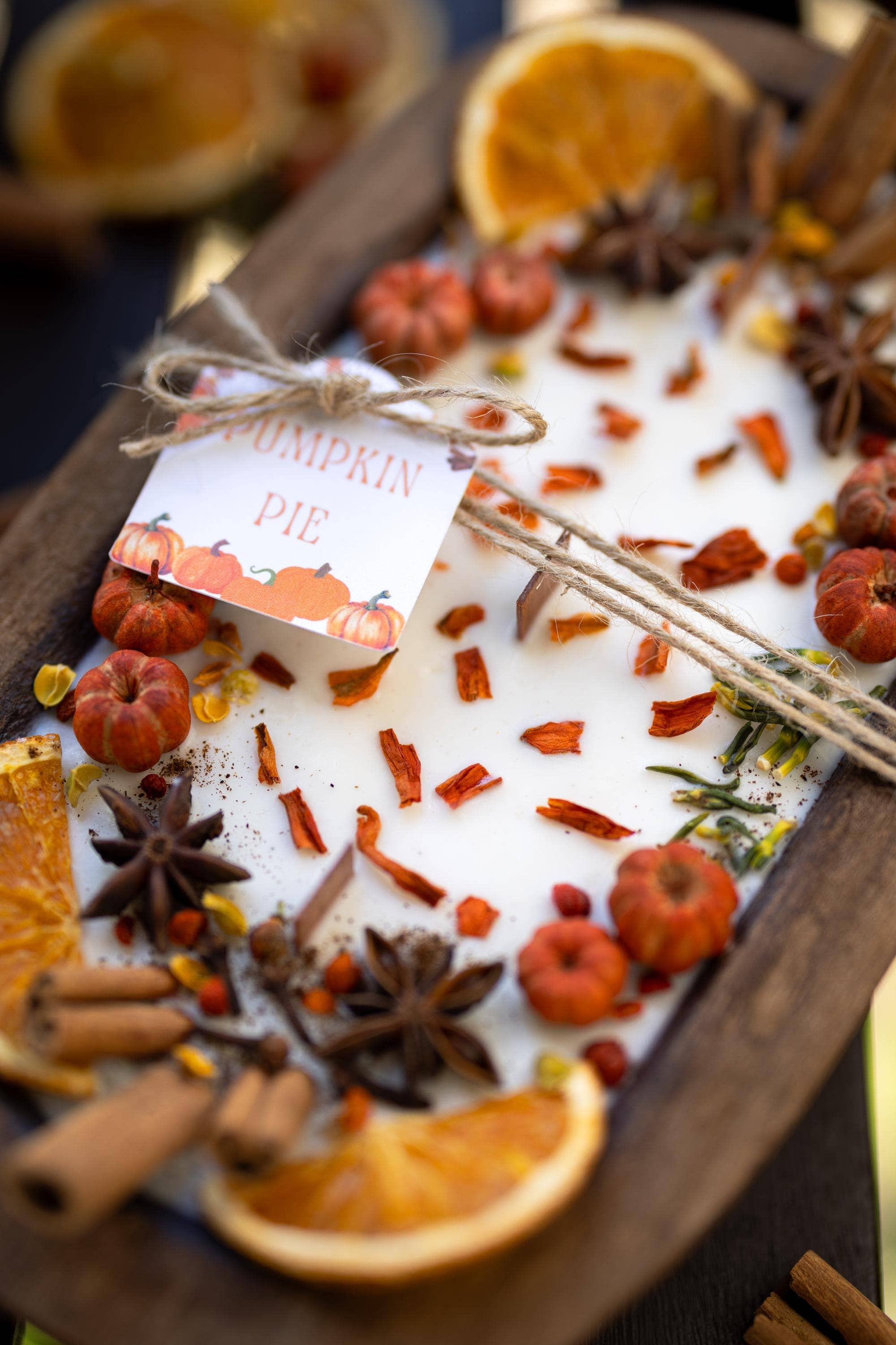 Autumn Wooden Candle/Fall Season/Pumpkin Orange Decoration/Pumpkin Pie/Fall Home Decor/Pumpkin Wood Bowl Candle
