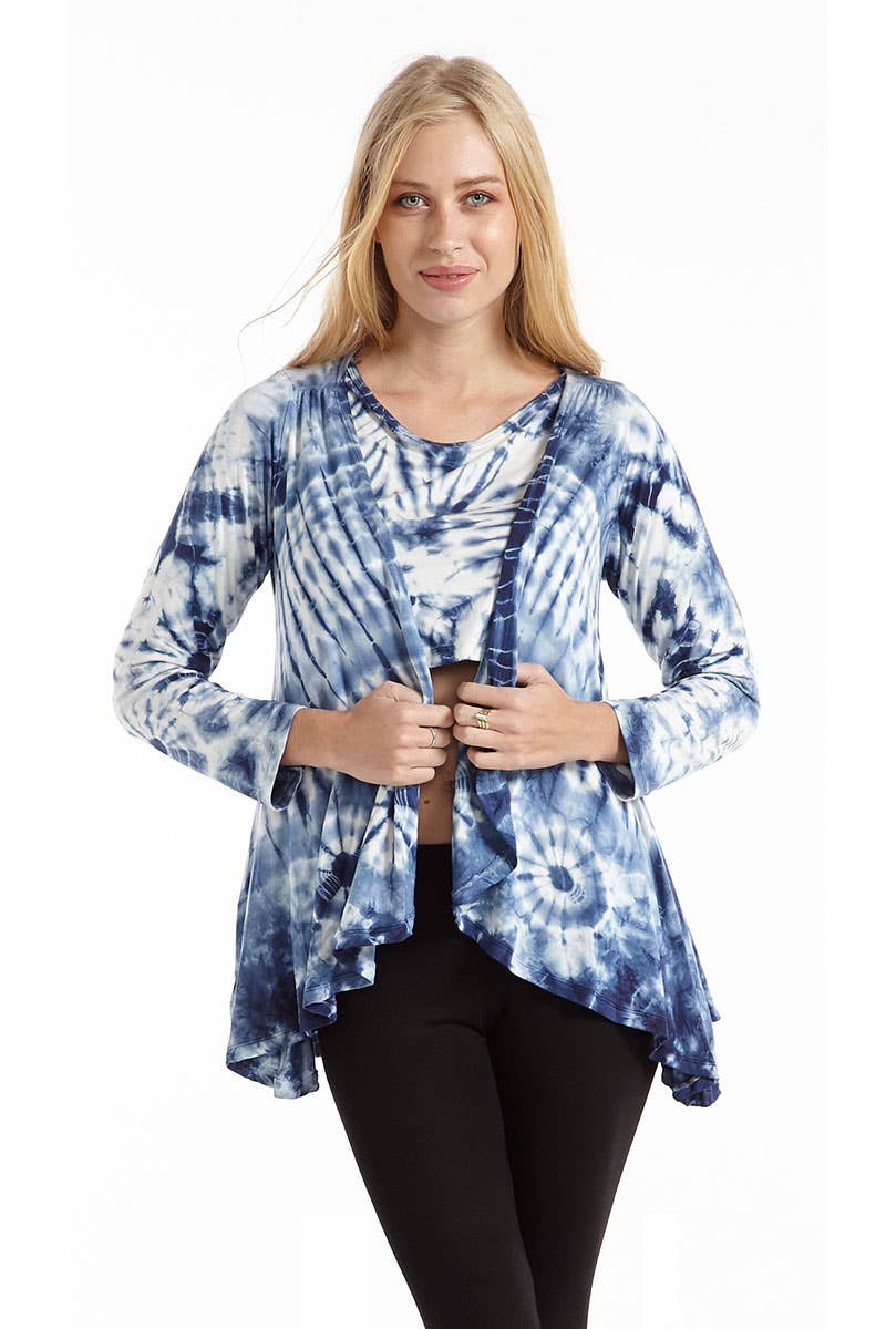 Tie Dye Flowy Long-Sleeve Cardigan (TH-369)