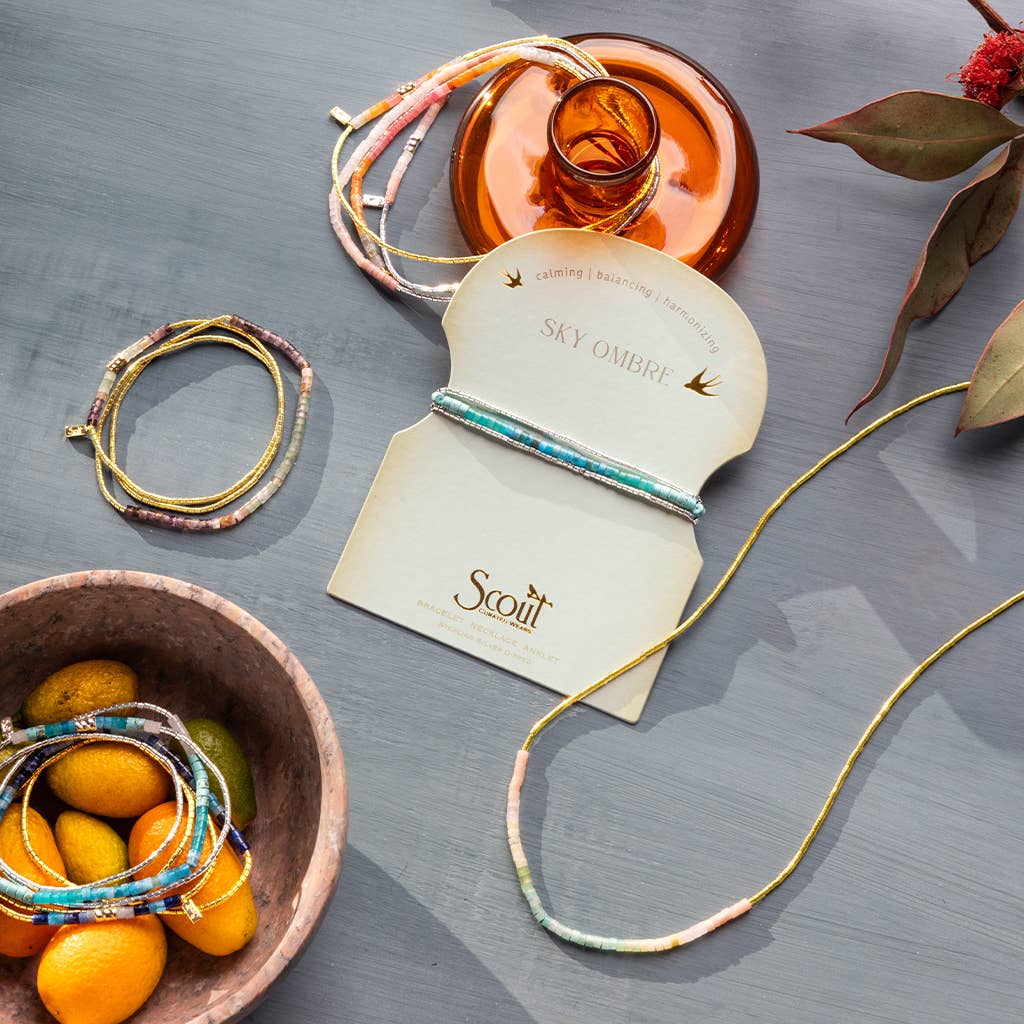 Ombre Stone Wrap: Midnight/Gold (Bracelet, Anklet, or Necklace!)