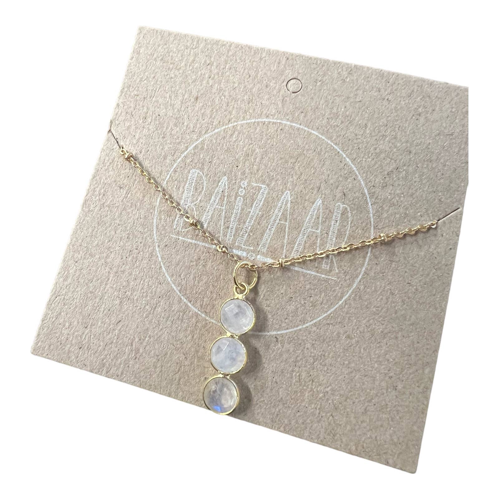 Brass Triple Ruby Stone Necklace