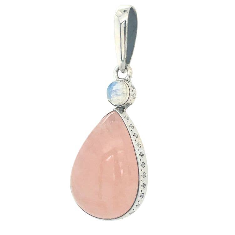 Rose Quartz Moonstone Romantic Pendant