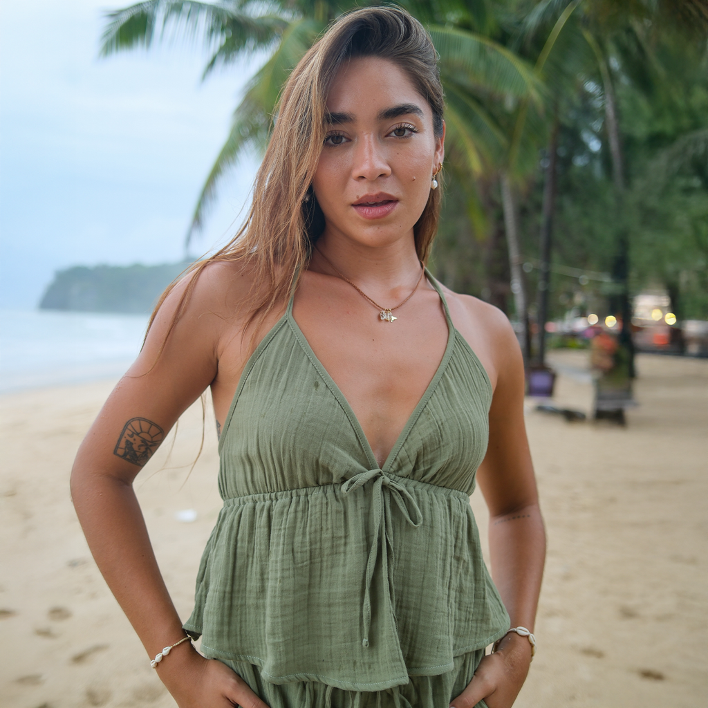 100% Cotton Seagrass Harbor Halter Top