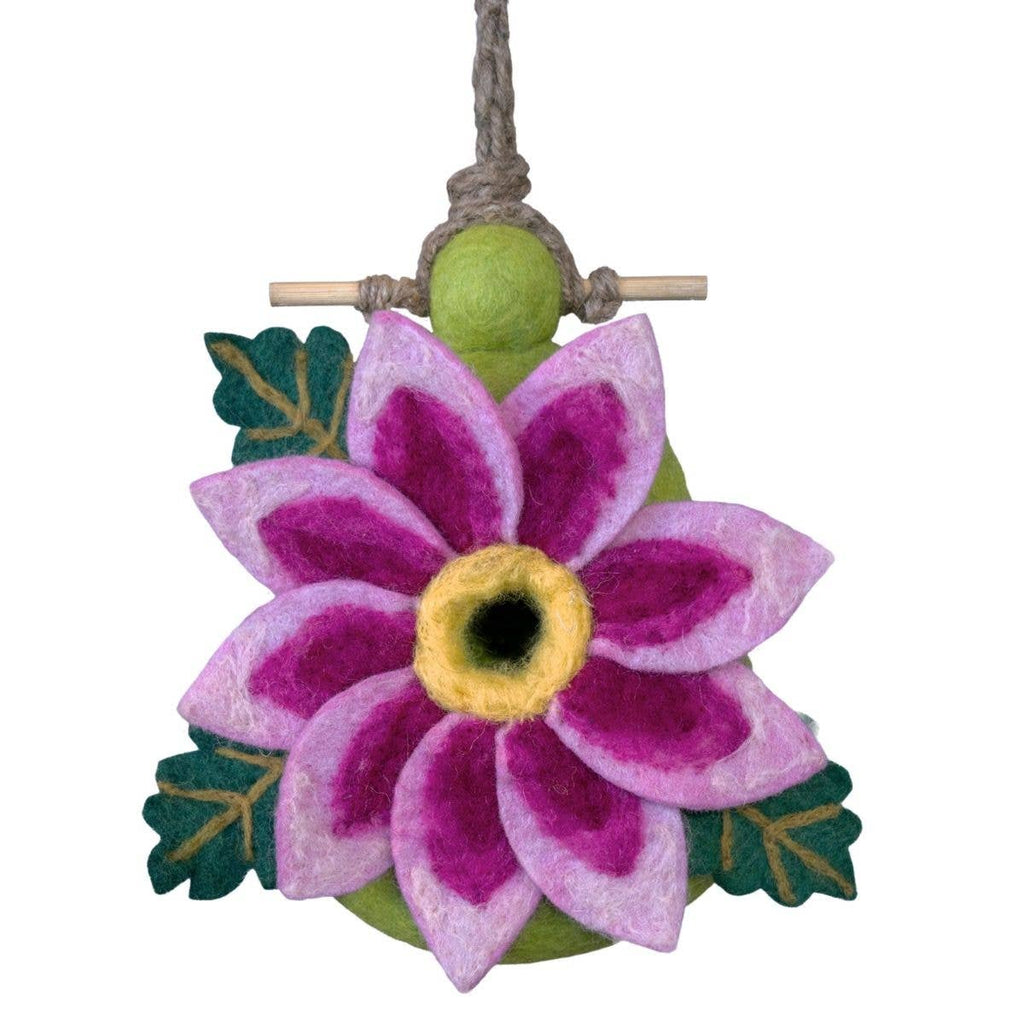 Wool Felted Dahlia Star Birdhouse