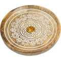 Circular Mango Wood Cone Incense Burner- Flower of Life