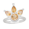 Rising Sun Citrine Sterling Silver Ring