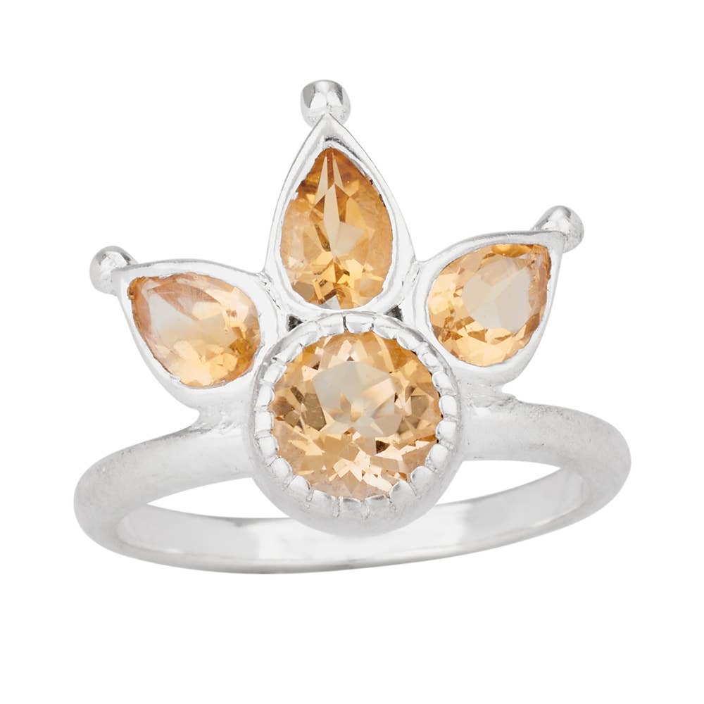 Rising Sun Citrine Sterling Silver Ring