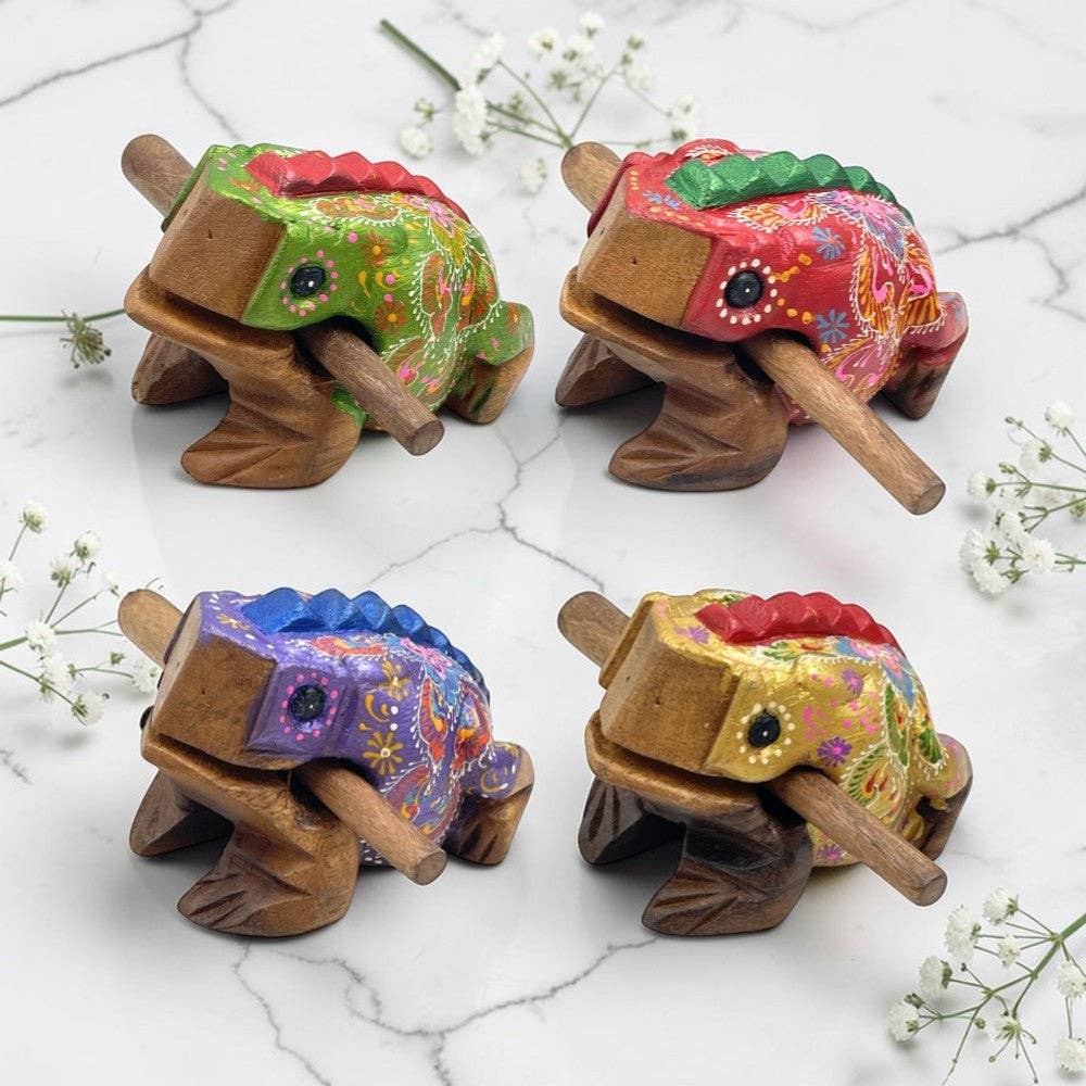 Hand Painted Wooden Frog Carving Musical Instrument